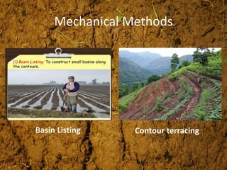 Mechanical Methods
Basin Listing Contour terracing
 