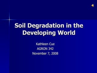 Soil Degradation in the Developing World Kathleen Cue AGRON 342 November 7, 2008 