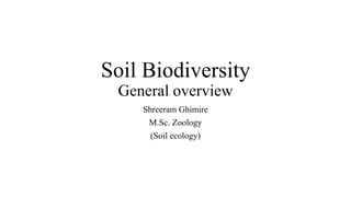 Soil Biodiversity
General overview
Shreeram Ghimire
M.Sc. Zoology
(Soil ecology)
 