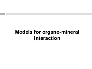 Models for organo-mineral
interaction
 