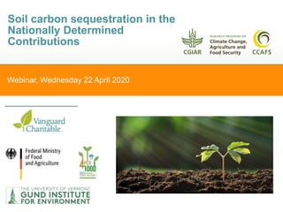 Webinar, Wednesday 22 April 2020
Soil carbon sequestration in the
Nationally Determined
Contributions