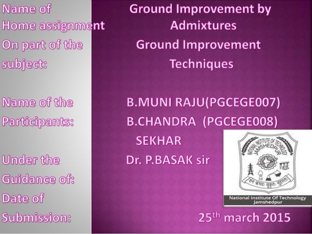 scope in ground improvement techniques Framework for preparing specifications for ground improvement work the frame- nature of the techniques, the author of the specifications should also consider the ground improvement scope of work is engineered and designed by the specialty contractor this “design-build. scope in ground improvement techniques Framework for preparing specifications for ground improvement work the frame- nature of the techniques, the author of the specifications should also consider the ground improvement scope of work is engineered and designed by the specialty contractor this “design-build.