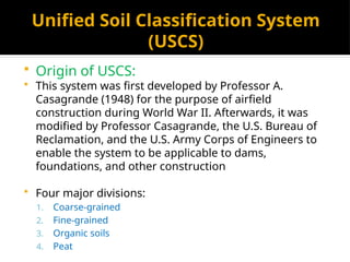 Usace Structure Classification Soil classification_USCS. Presentation ppt | PPTX
