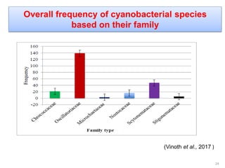 Overall frequency of cyanobacterial species
based on their family
(Vinoth et al., 2017 )
24
 