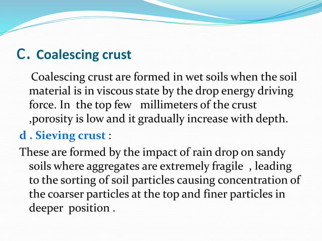 Soil crusting and sealing