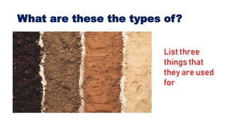 What are these the types of?
List three
things that
they are used
for
 