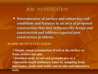Soil exploration/Investigation method, purpose depth of exploration ...