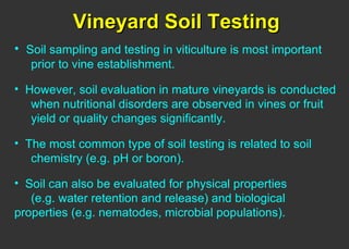 Vineyard Soil Testing ,[object Object],[object Object],[object Object],[object Object]