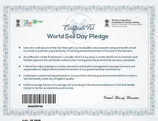 my gov certificate Soil health pledge on world soil daymembers of parliament