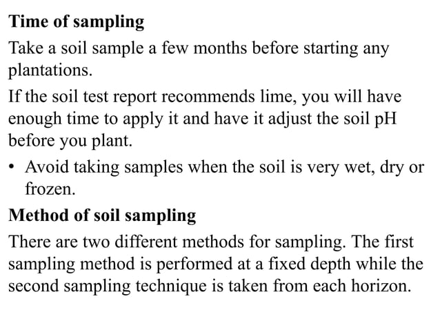 Sample soil and analyze results pptx | PPTX | Agriculture | Industries