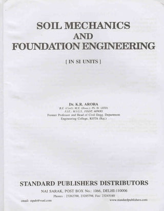 Soil mechanics and foundation engineering textbook by ARORA | PDF