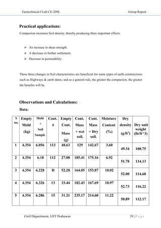 Soil mechanics(geotechnical engg) lab report | PDF