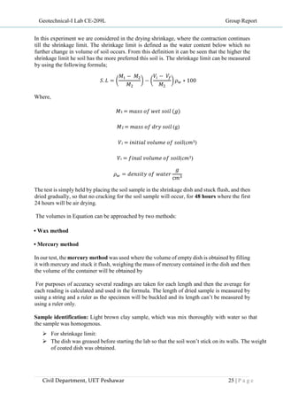 Soil mechanics(geotechnical engg) lab report | PDF