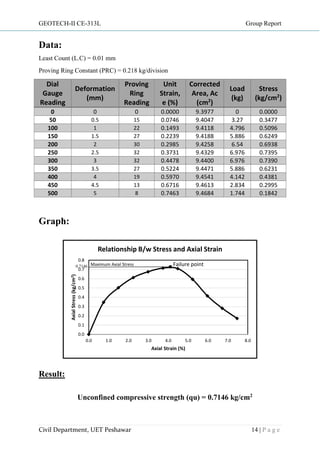 Soil mechanics 2 (geotech engg) lab report | PDF