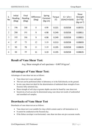 Soil mechanics 2 (geotech engg) lab report | PDF