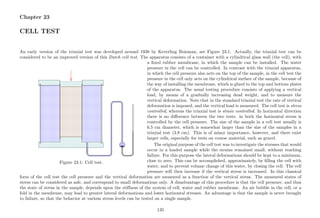 Chapter 23
CELL TEST
An early version of the triaxial test was developed around 1938 by Keverling Buisman, see Figure 23.1. Actually, the triaxial test can be
considered to be an improved version of this Dutch cell test. The apparatus consists of a container with a cylindrical glass wall (the cell), with
....................................................................................................................................................................................................................................................................................................................................................................................................................................................................................................................................................................................................................................................................................................... ..............................................................................................................................................................................................................................................................................................
...............................
........................................................................................................................................................................................................................................................................................................................... ...........................................................................................................................................................................................................................................................................................................................
....................................................................................................................................................................................................................................................................................................................................................................................................................................................................................................................................................................................................................
...................................................................................................................................................................................................................................................................................................................................................................................................................................................................................................................................................................................................................................................................................................................................................................................................................................................................................................................................................................................................................................................................................................................................................................................................................................................................................................................................................................................................................................................................................................................................................................................................................................................................................................................................................................................................................................................................................................................................................................................................................................................................................................................................
....................................................................................................................................................................................................................................................................................................................................................................................................................................................................................................................................................................................................................................
..................
.............................................................................................................................................................................................................................................................................................................................................................................................................................................................................................................................................................................................................................................................................................................................................................................................................................................................................
..............................................................................................................................................................................................................................................................................................................................................................................................................................................................................................................................................................................................................................................................................................................................................................................................................................................................................................................................................................................................................................................................................................................................................................................................................................
..................
..........................................................................................................................................................................................................................................................................................................................................................................................................................................................................................................................................................................................................................................................................................................................................................................................................................................................................................................................................................................................................................................................................................................................................
..................
..........................................................................................................................................................................................................................................................................................................................................................................................................................................................................................................................................................................................................................................................................................................................................................................................................................................................................................................................................................................................................................................................................................................................................
............................................................................................................................................................................................................................................................................................................................................................................................................................................................................................................................................................................................................................................................................................................................................................................................................................................................................................................................................................................................................................................................................................................................................................
.............................................................................................................................................................................................................................................................................................................................................................................................................................................................................................................................................................................................................................................................................................................................................................................................................................................................................................................................................................................................................................................................................................................................................................................................................................................................................................................................................................................................................................................................................................................................................................................................................................................................................................................................................................................................................................................................................................................................................................................................................................................................................................................................................................................................................................................................................................................................................................................................................................................................................................................................................................................................................................................................................................................................................................................................................................................................................................................................................................................................................................................................................................................................................................................................................................................................................................................................................................................................................................................................................................................................................................................................................................................................
............................................................................................................................................................................................................................................................................................................................
............................................................................................................................................................................................................................................................................................................................
............................................................................................................................................................................................................................................................................................................................
............................................................................................................................................................................................................................................................................................................................
....................................................................................................................................................................................................................................................................................................................
....................................................................................................................................................................................................................................................................................................................
...............................
............................................................
.............................................................................................................................
..........................................................................................................
...................
............................................................................................................................................................................................................................................................................................................
............................................................................................................................................................................................................................................................................................................
..................................................
...............................
...................
................................................................................................................................................................................................................................................
..............................................................................................................................................................................................................................................................
...........................................................................................................................................................................................
..................................
............................................................
........................
................................................................................................................
...................
.............................
.......................................................................................................................................................................................................................................................................................................
.........................................................................................................................
...............................................................................................................................................................................................................................................................................
........................................................................................................................................................................................................................................................................................................................................................................................................................................................................................................................................................................................................................................................................................................................................................................................................
................................................................................................................................................................................................................................................................................................................................................................................................................................................................................................................................................................................................................................................................................................................................................................................................................................................................................................................................................................................................................................................................................................................................................................................................................................................................................................................................................................................................................................................................................................................................................................................................................................................................................................................................................................................................................................................................................................................................................................................................................................................................................................................................................................................................................................................................................................................................................................................................................................................................................................................................................................................................................................................................................................................................................................................................................................................................................................................................
.....................................................................................................................................................................................................................................................................................................................................................................................................................................................................................................................................................................................................................................................................................................................................................................................................................................................................................................................................................................................................................................................................................................................................................................................................................................................................................................................................................................................................................................................................................................................................................................................................................................................................................................................................................................................................................................................................................................................................................................................................................................................................................................................................................................................................................................................................................................................................................................................................................................................................................................................................................................................................................................................................................................................................................................................................................
..................................................................................
.....................
Figure 23.1: Cell test.
a ﬁxed rubber membrane, in which the sample can be installed. The water
pressure in the cell can be controlled. In contrast with the triaxial apparatus,
in which the cell pressure also acts on the top of the sample, in the cell test the
pressure in the cell only acts on the cylindrical surface of the sample, because of
the way of installing the membrane, which is glued to the top and bottom plates
of the apparatus. The usual testing procedure consists of applying a vertical
load, by means of a gradually increasing dead weight, and to measure the
vertical deformation. Note that in the standard triaxial test the rate of vertical
deformation is imposed, and the vertical load is measured. The cell test is stress
controlled, whereas the triaxial test is strain controlled. In horizontal direction
there is no diﬀerence between the two tests: in both the horizontal stress is
controlled by the cell pressure. The size of the sample in a cell test usually is
6.5 cm diameter, which is somewhat larger than the size of the samples in a
triaxial test (3.8 cm). This is of minor importance, however, and there exist
larger cells, especially for tests on course material, such as gravel.
The original purpose of the cell test was to investigate the stresses that would
occur in a loaded sample while the strains remained small, without reaching
failure. For this purpose the lateral deformations should be kept to a minimum,
close to zero. This can be accomplished, approximately, by ﬁlling the cell with
water, and to prevent volume change of this water, by closing the cell. The cell
pressure will then increase if the vertical stress is increased. In this classical
form of the cell test the cell pressure and the vertical deformation are measured as a function of the vertical stress. The measured states of
stress can be considered as safe, and correspond to small deformations only. A disadvantage of this procedure is that the cell pressure, and thus
the state of stress in the sample, depends upon the stiﬀness of the system of cell, water and rubber membrane. An air bubble in the cell, or a
fold in the membrane, may lead to greater lateral deformations and lower horizontal stresses. An advantage is that the sample is never brought
to failure, so that the behavior at various stress levels can be tested on a single sample.
135
 