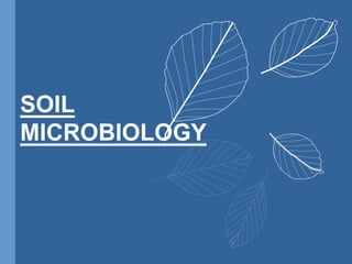 SOIL
MICROBIOLOGY
 