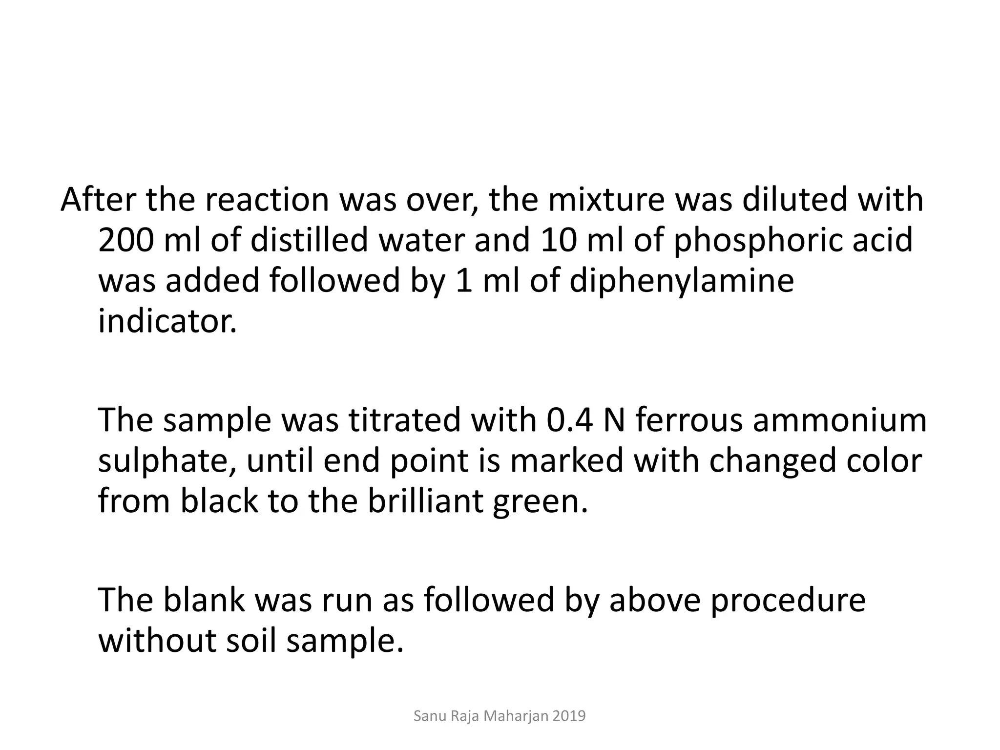Determining Soil organic carbon by Walkley and Black method | PPTX
