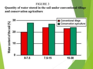 FIGURE 3
Quantity of water stored in the soil under conventional tillage
and conservation agriculture
 