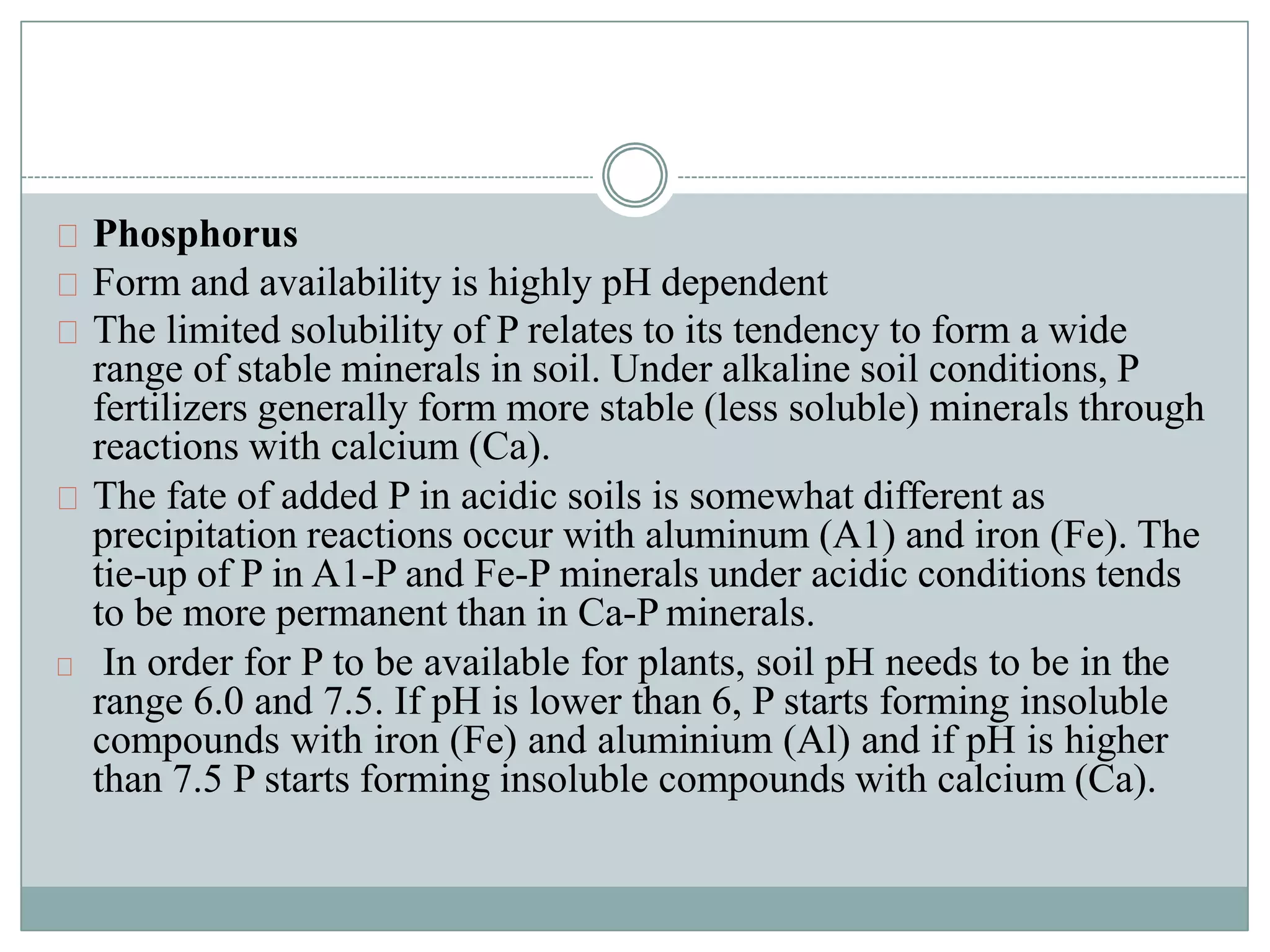 Soil pH and nutrients availablity