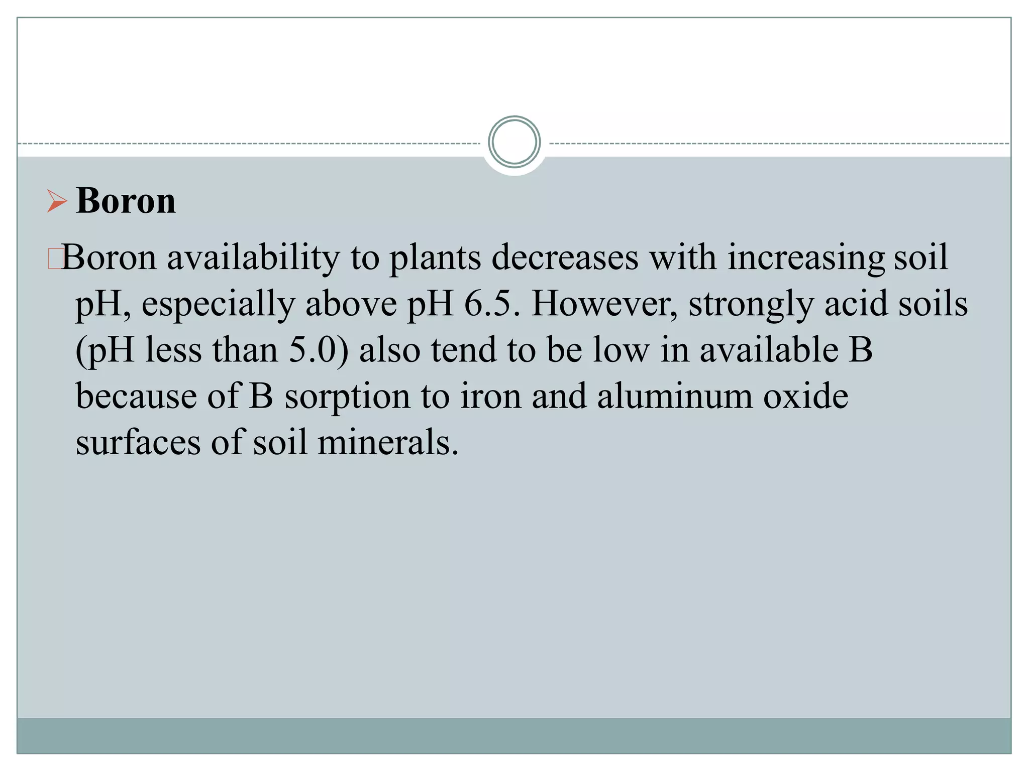 Soil pH and nutrients availablity
