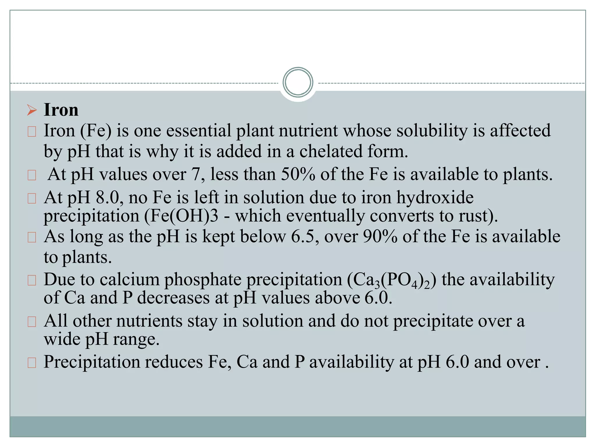 Soil pH and nutrients availablity