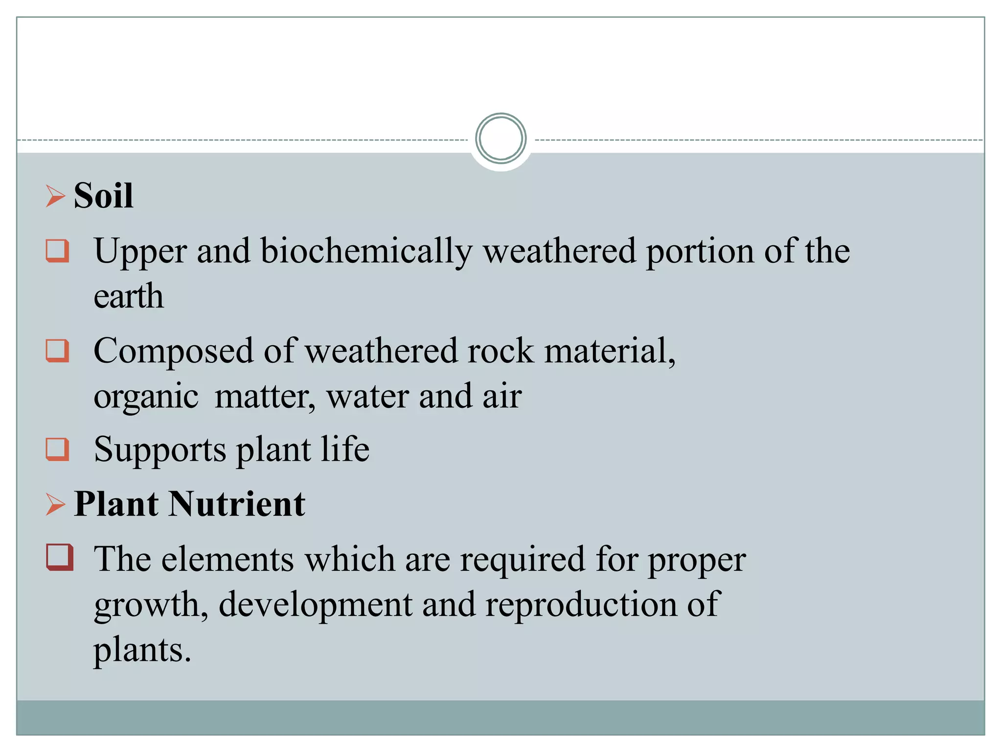 Soil pH and nutrients availablity