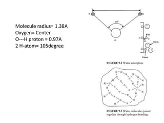Molecule radius= 1.38A
Oxygen= Center
O---H proton = 0.97A
2 H-atom= 105degree
 