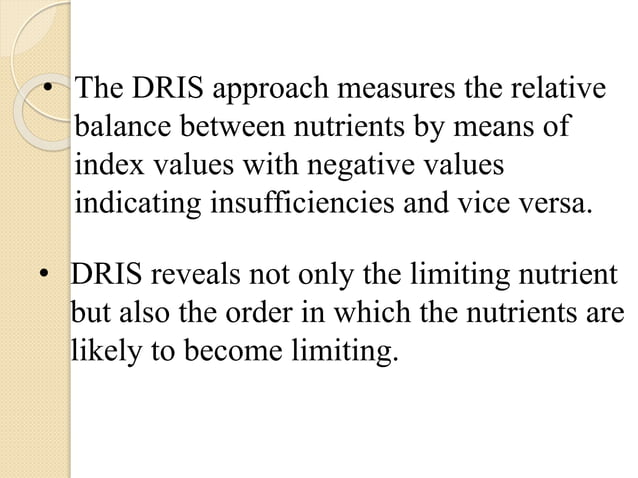 DRIS METHOD OF SOIL | PPTX | Agriculture | Industries