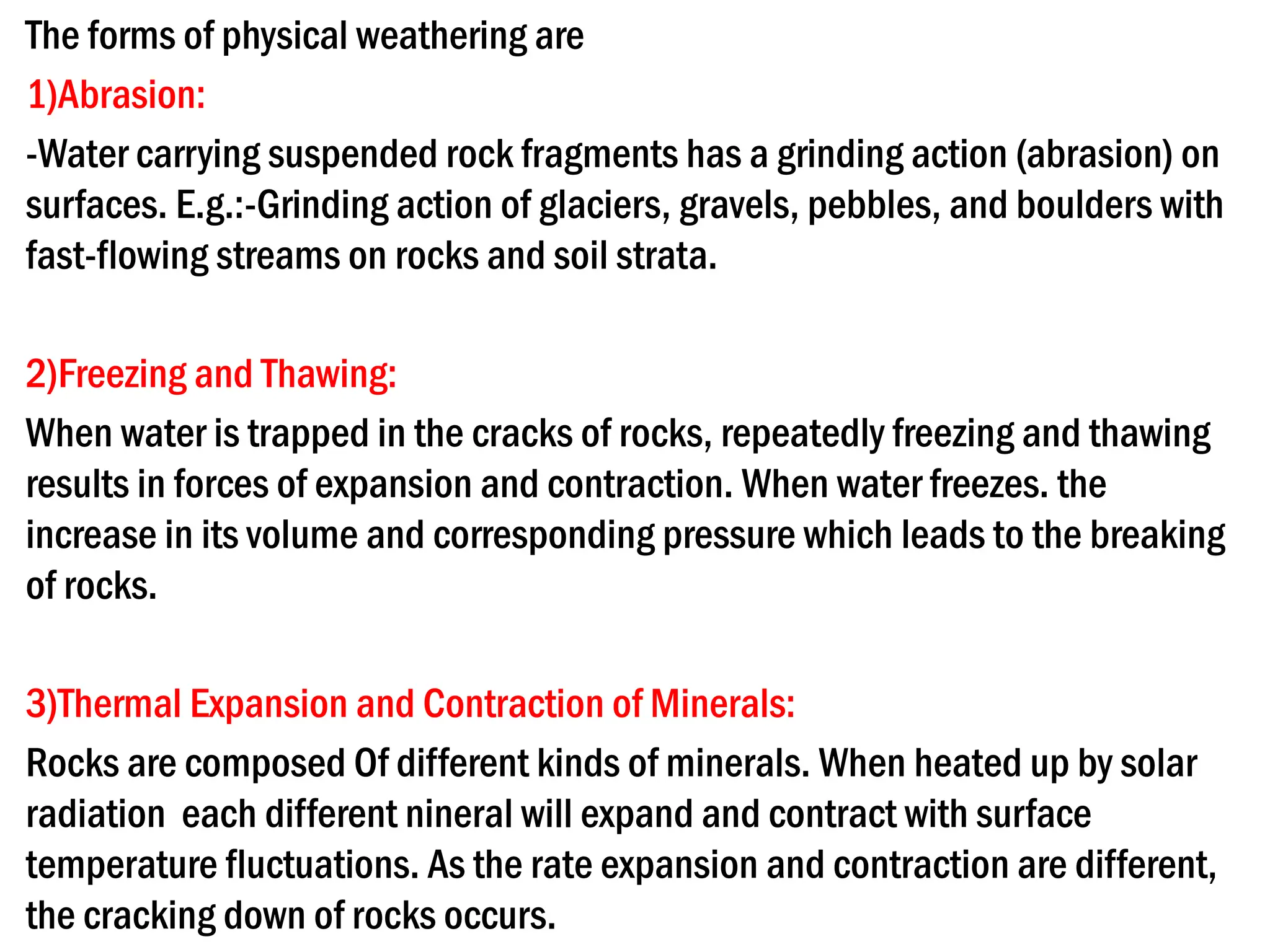 Abrading Form SOIL- Formation of soil, Types of weathering | PPTX