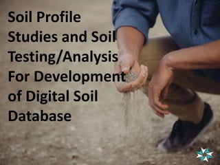 Soil Profile
Studies and Soil
Testing/Analysis
For Development
of Digital Soil
Database
 