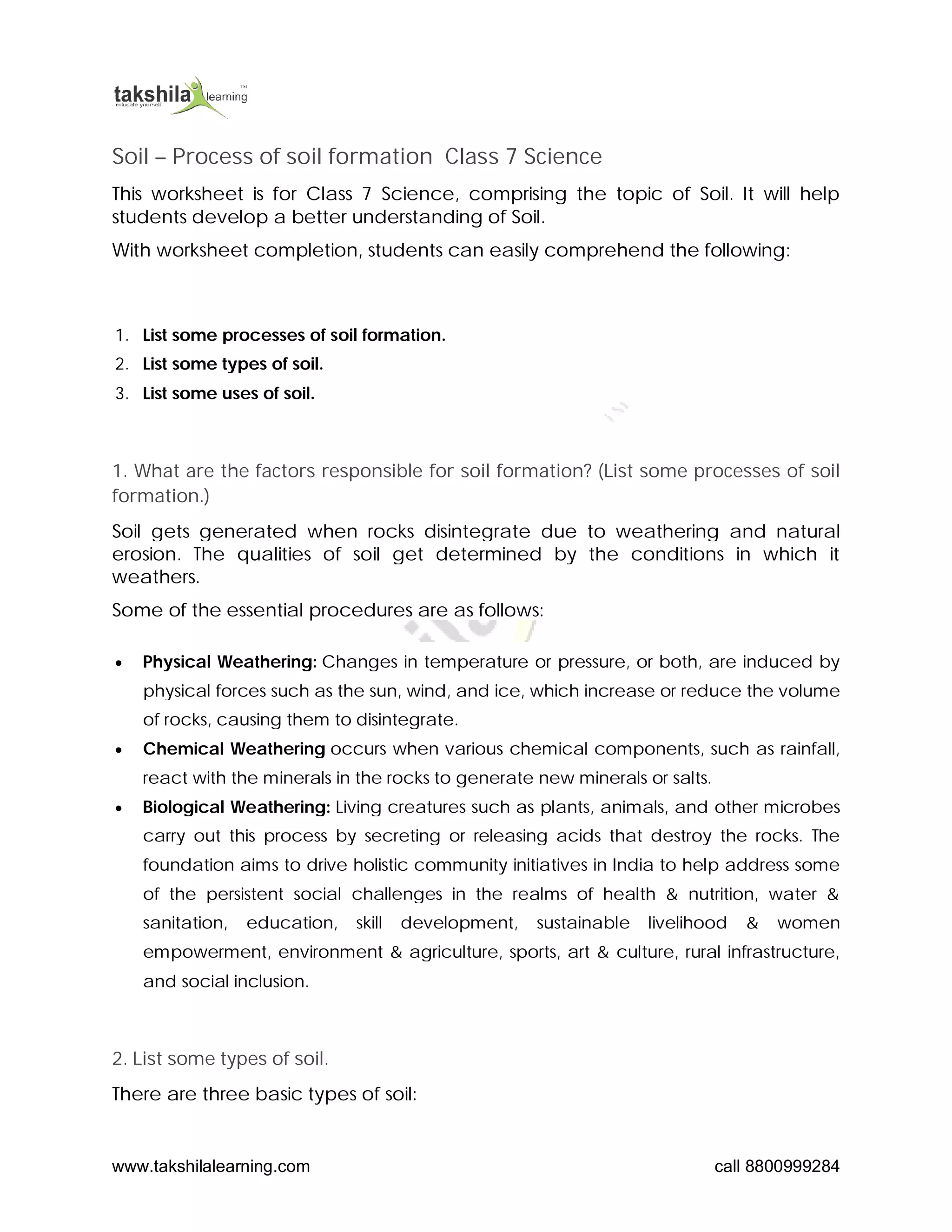 Soil – Process of soil formation Class 7 Science.pdf