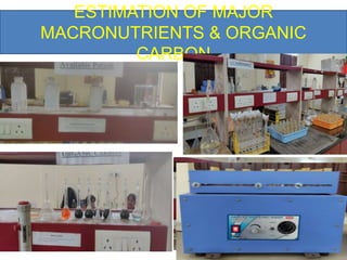 ESTIMATION OF MAJOR
MACRONUTRIENTS & ORGANIC
CARBON
 