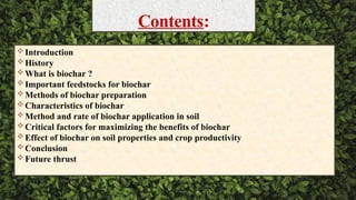 Biochar for Enhancing Soil Fertility and Crop Productivity: Methods ...