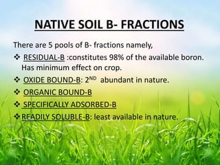 ESSENTIALITY OF BORON IN PLANT GROWTH NUTRIENT MANAGEMENT | PPTX