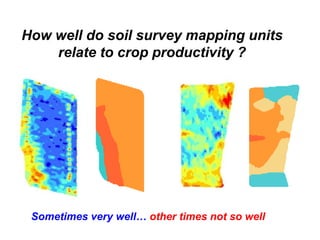 How well do soil survey mapping units
    relate to crop productivity ?




 Sometimes very well… other times not so well
 