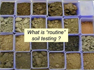 What is “routine”
 soil testing ?
 