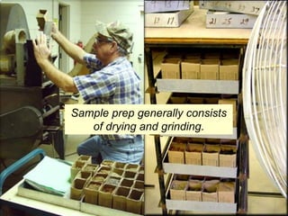 Sample prep generally consists
   of drying and grinding.
 