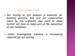 Soil testing service for construction | PPTX
