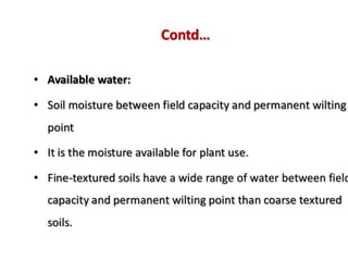 Soil water A Lecture By Mr Allah Dad Khan Visiting Professor the ...