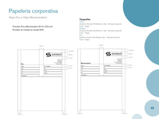 Papelería corporativa
Hoja Fax y Hoja Memorandum
                                                                                                   Tipografías
                                                                                                   Titulo
                                                                                                   Akzidenz Grotesk Std Medium, 20pt - Alineado izquierda
  Formato: Fax y Memorandum (21.5 x 27.9 cm)                                                       Color : Negro
                                                                                                   Subitulo
  El sobre se muestra en escala 50%.                                                               Akzidenz Grotesk Std Medium, 12pt - Alineado izquierda
                                                                                                   Color : Negro
                                                                                                   Info
                                                                                                   Akzidenz Grotesk Std Regular, 8pt - Alineado derecha
                                                                                                   Color : Negro


                              2cm                                                                                           2cm

                                                                                         1.5cm                                                                                         1.5cm

                                                                                         2cm                                                                                           2cm

                                                                                         1cm                                                                                           1cm
                                                                                                                                                                Oﬁcina principal
                                                                  Oﬁcina principal                                                                              Av.10, No.2 - 25
                                                                  Av.10, No.2 - 25                                                                               PBX: 6645032
                                                                   PBX: 6645032                                                                                  Fax: 66545029
                                                                   Fax: 66545029                                                                   Servicio al cliente: 6640765

                                                                                                    Memorandum
                                                     Servicio al cliente: 6640765                                                                        Cartagena - Colombia

          Fax
                                                           Cartagena - Colombia                                                                             www.sointech.com


                                                                                                                                                                                       1cm
                                                              www.sointech.com


          Fecha                     No. de paginas                                       1cm         Fecha                        No. de paginas


          Para                      De                                                   1cm         Para                         De                                                   1cm
                                                                                                     C.C                          Fecha
          C.C                       Fecha

                                                                                                     Fax                          Asunto
          Fax                       Asunto

                                                                                                     Comentarios
          Comentarios




                                                                                                                                                                                               41
      1.5cm                                                                      1.5cm           1.5cm                                                                         1.5cm
 