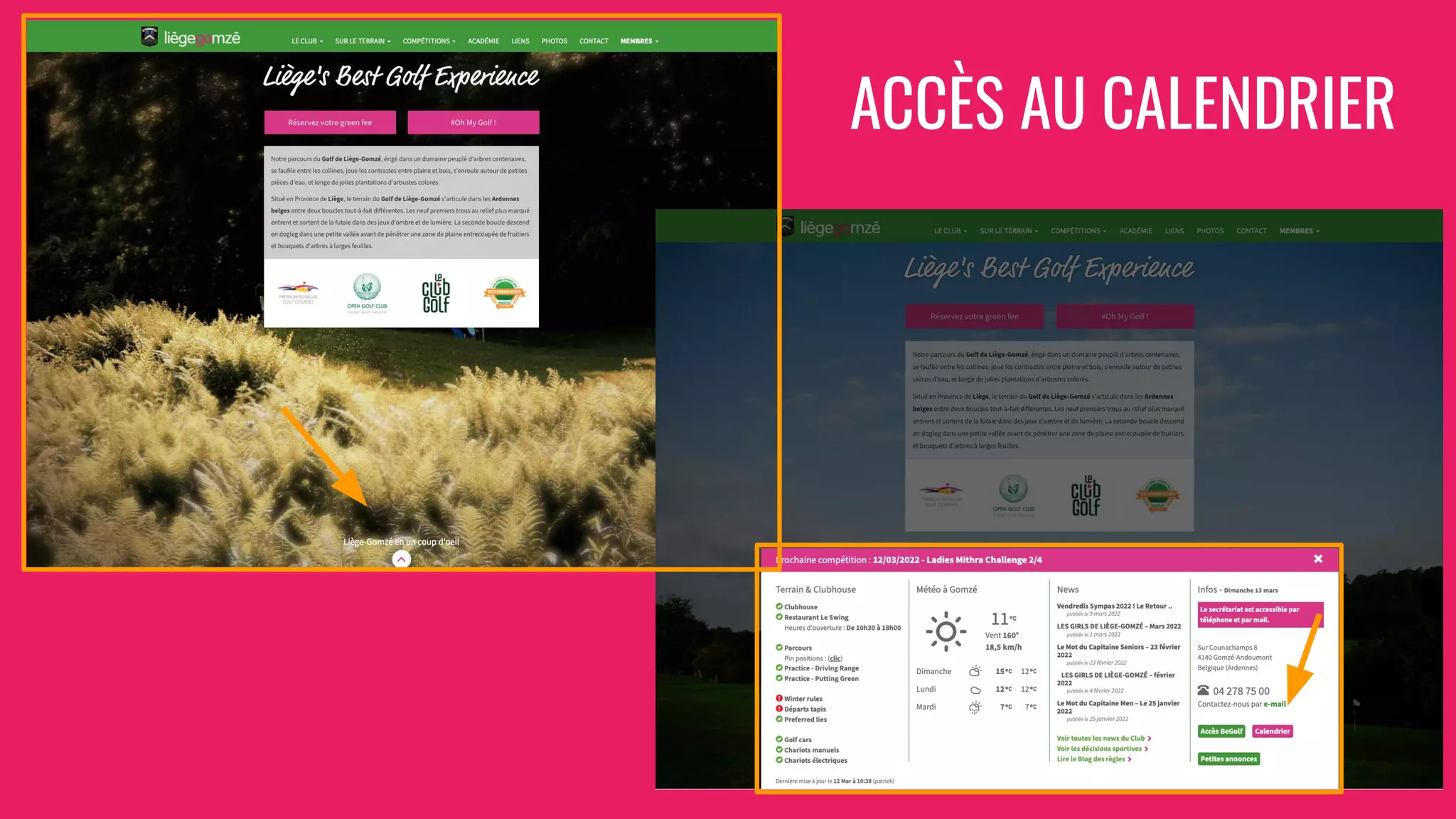 ACCÈS AU CALENDRIER
 