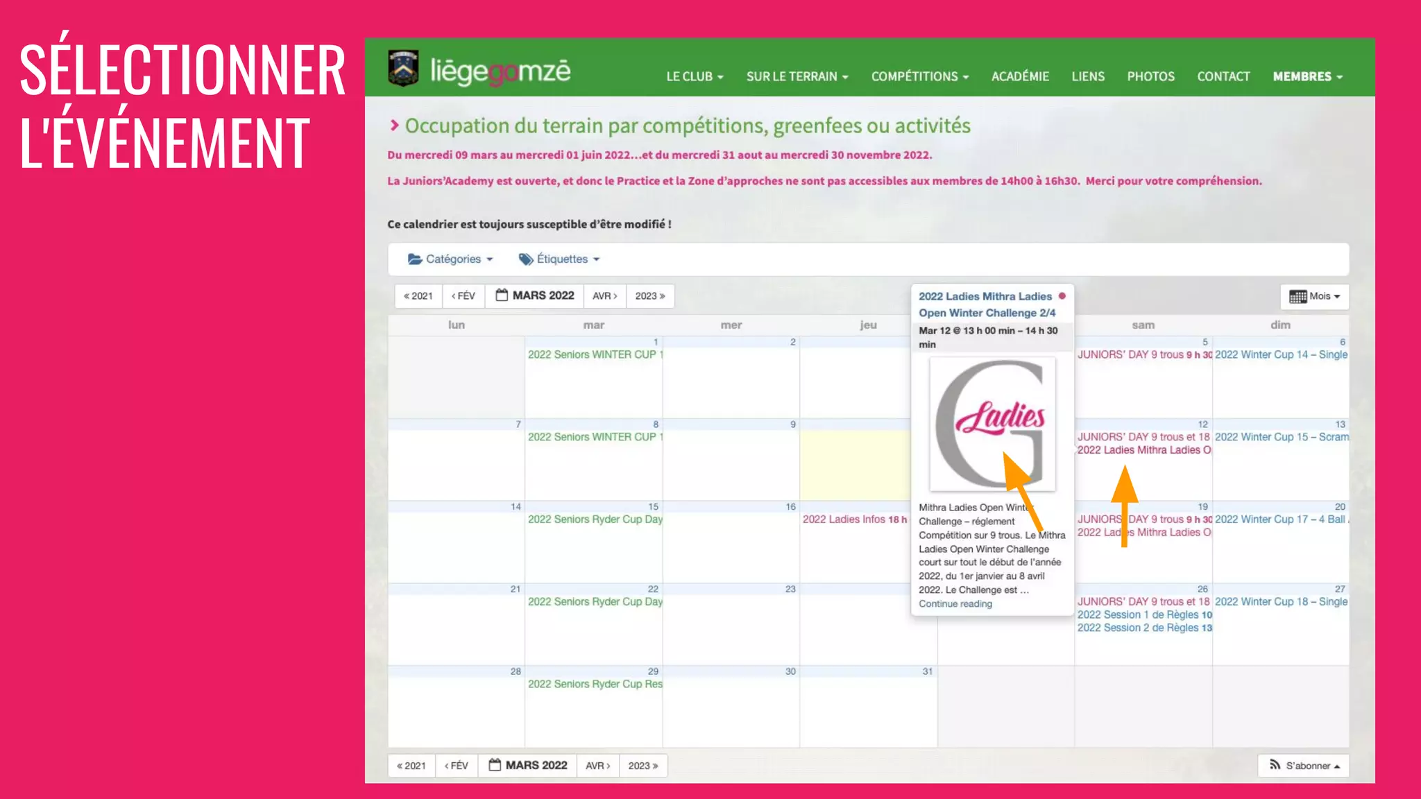 SÉLECTIONNER
L'ÉVÉNEMENT
 