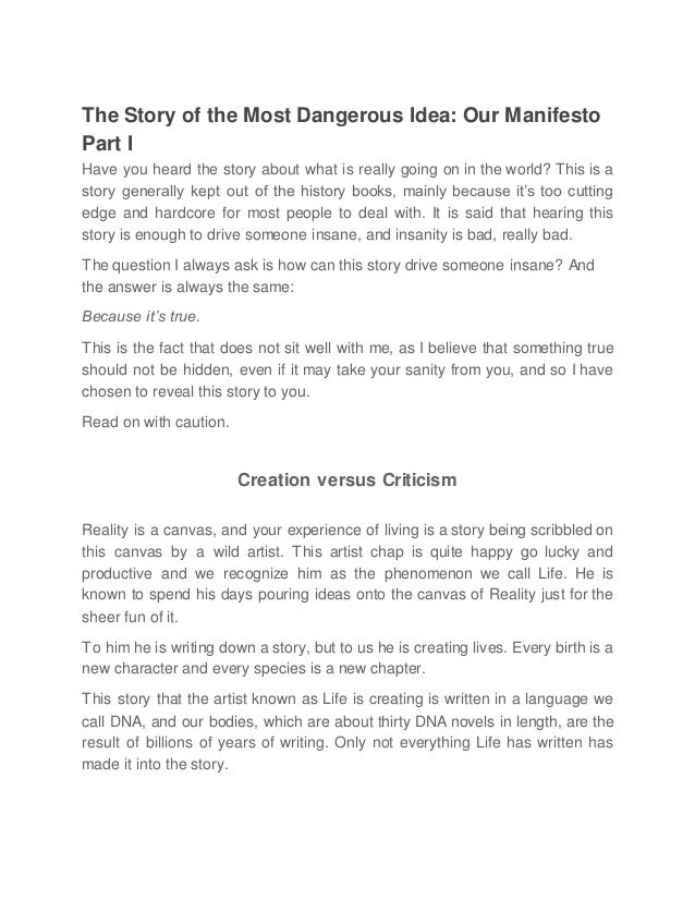 The Most Dangerous Story Our Manifesto