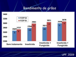 Rendimento de grãos




                              Inseticida +   Inseticida +
Sem tratamento   Inseticida
                              Fungicida       Fungicida



                                                  UPF, 2009
 