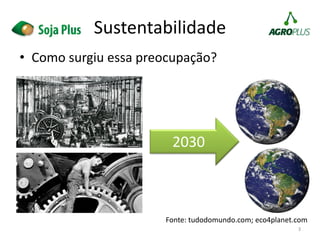 Sustentabilidade
• Como surgiu essa preocupação?
2030
Fonte: tudodomundo.com; eco4planet.com
3
 