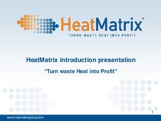 HeatMatrix introduction presentation
“Turn waste Heat into Profit”

1
www.heatmatrixgroup.com

 