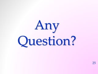 25 
Any 
Question? 
 