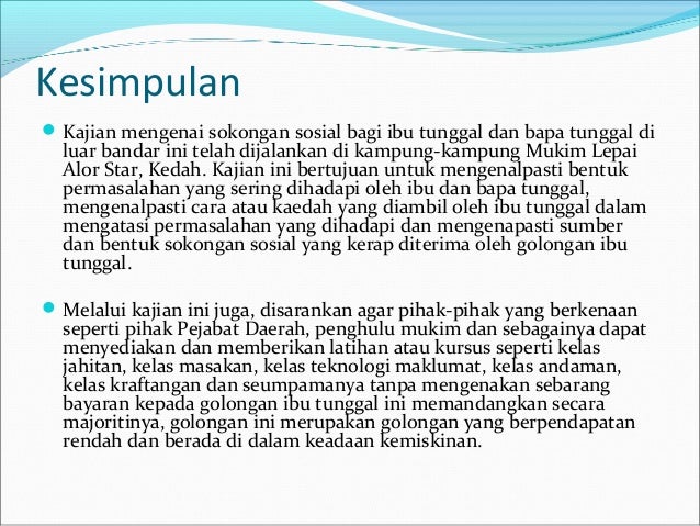 Sokongan Sosial Bagi Keluarga Tunggal Di Luar Bandar Pp
