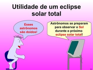 Utilidade de um eclipse solar total Astrônomos se preparam para observar o  Sol  durante o próximo  eclipse solar total ! Esses astrônomos são doidos! 